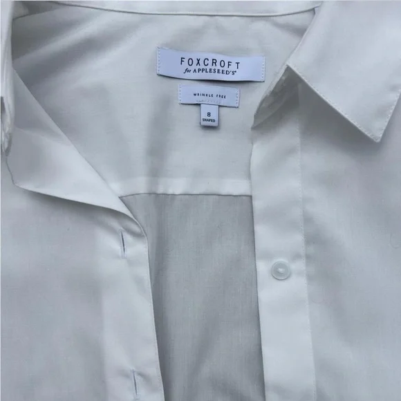 Foxcroft women’s size 8 White Casual Button Down long sleeve dress shirt - Picture 2 of 5